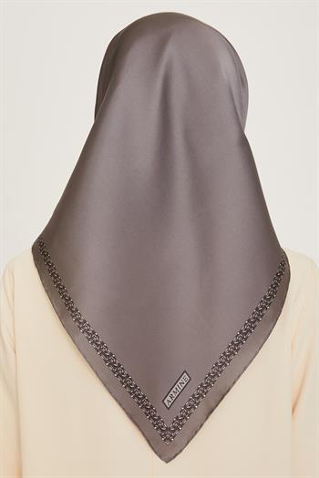Armine İpek Eşarp 2025 Kış - 9260-32 Koyu Gri Sura