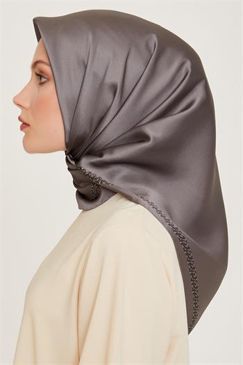 Armine İpek Eşarp 2025 Kış - 9260-32 Koyu Gri Sura