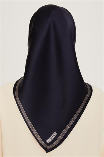 Armine İpek Eşarp 2025 Kış - 9261-37 Lacivert Gri Sura