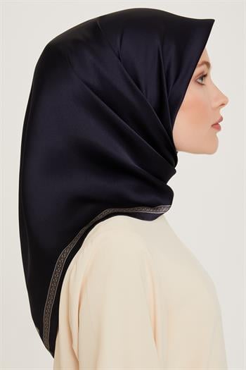 Armine İpek Eşarp 2025 Kış - 9261-37 Lacivert Gri Sura