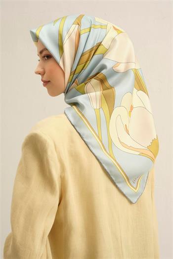 Armine İpek Eşarp 2025 Yaz - 9302-01 Buz Mavi Twill