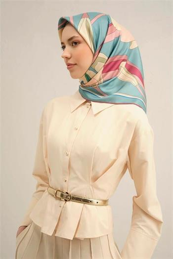 Armine İpek Eşarp 2025 Yaz - 9302-54 Soft Mavi Twill
