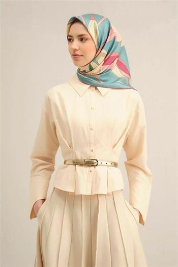 Armine İpek Eşarp 2025 Yaz - 9302-54 Soft Mavi Twill