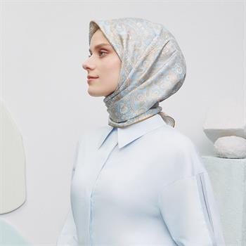 Armine İpek Eşarp 2025 Yaz - 9304-09 Mavi Twill