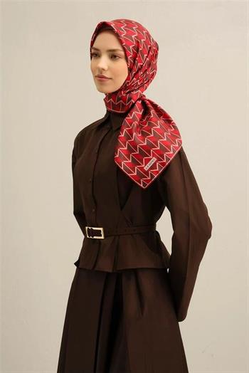 Armine İpek Eşarp 2025 Yaz - 9309-85 Kırmızı Twill