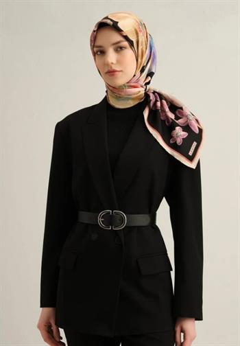 Armine İpek Eşarp 2025 Yaz - 9318-04 Siyah Vizon Sura
