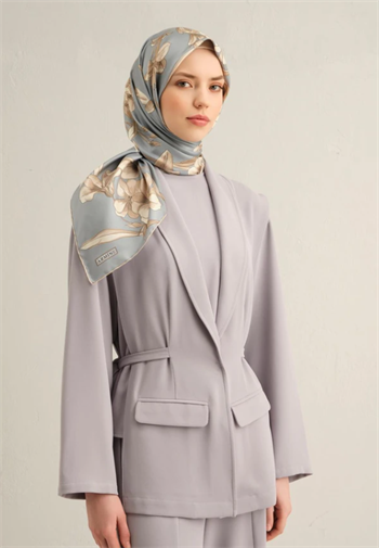 Armine İpek Eşarp 2025 Yaz - 9324-09 Buz Mavisi Twill