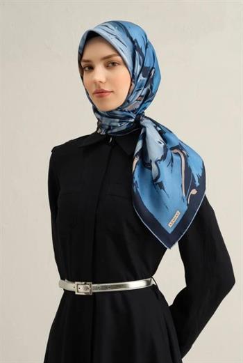 Armine İpek Eşarp Nostalji - 9337-81 Mavi Lacivert Sura