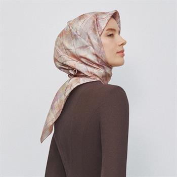 Armine İpek Eşarp 2025 Yaz - 9339-58 Koyu Pudra Twill
