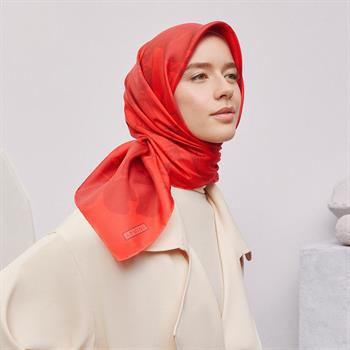 Armine İpek Eşarp 2025 Yaz - 9344-38 Kırmızı Bordo Twill