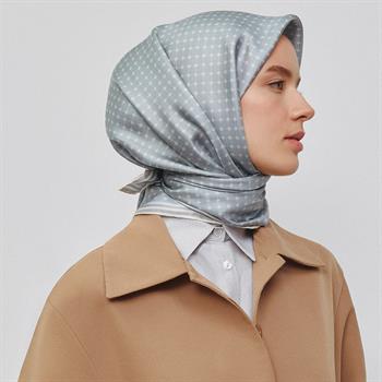 Armine İpek Eşarp 2025 Yaz - 9345-82 Metalik Mavi Twill