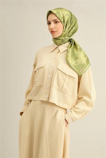 Armine İpek Eşarp 2025 Yaz - 9353-56 Yeşil Twill