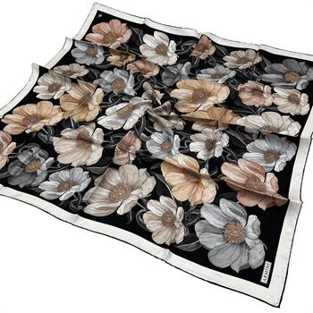 Armine İpek Eşarp 2026 Kış - 9403-84 Siyah Gri Twill