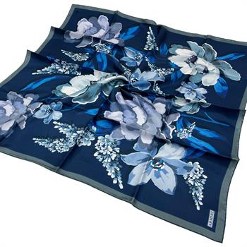 Armine İpek Eşarp 2026 Kış - 9414-52 Lacivert Mavi Twill