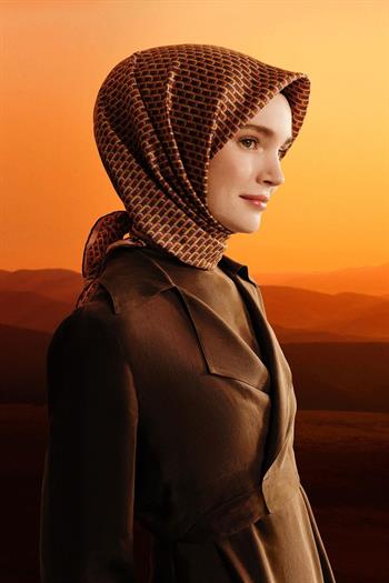Armine İpek Eşarp 2026 Kış - 9417-05 Pudra Kahve Twill