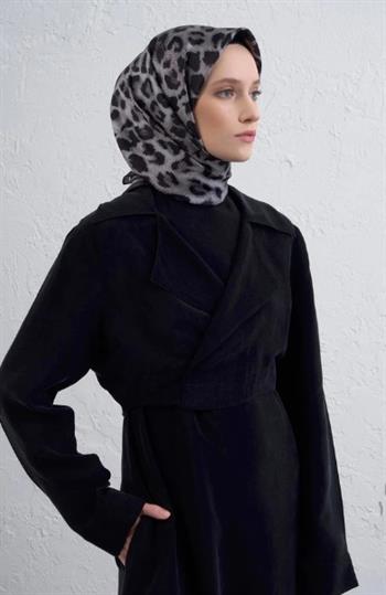 Armine İpek Eşarp 2026 Kış - 9425-51 Siyah Füme Sura