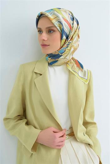 Armine İpek Eşarp 2026 Yaz - 9500-87 Krem Sarı Twill