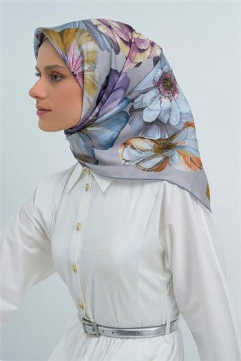 Armine İpek Eşarp 2026 Yaz - 9503-04 Açık Gri Twill