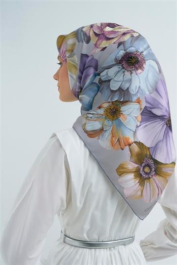 Armine İpek Eşarp 2026 Yaz - 9503-04 Gümüş Sura