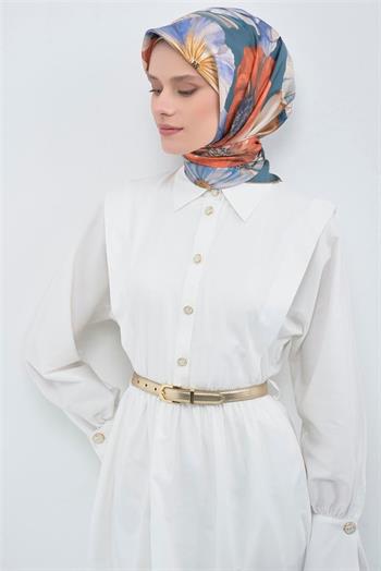 Armine İpek Eşarp 2026 Yaz - 9503-85 Petrol Twill