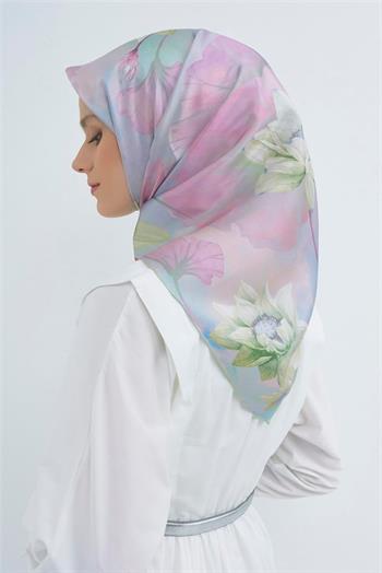 Armine İpek Eşarp 2026 Yaz - 9505-82 Soft Mavi Pudra Twill