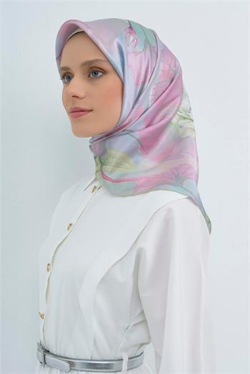 Armine İpek Eşarp 2026 Yaz - 9505-82 Soft Mavi Pudra Twill