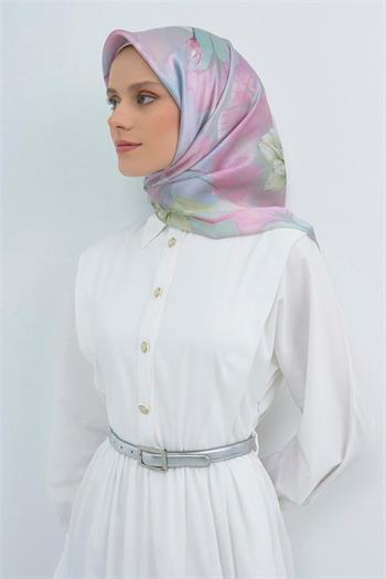 Armine İpek Eşarp 2026 Yaz - 9505-82 Soft Mavi Pudra Twill