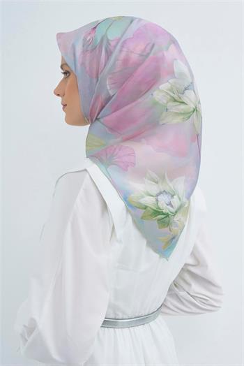 Armine İpek Eşarp 2026 Yaz - 9505-82 Soft Mavi Pudra Twill
