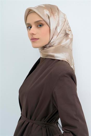 Armine İpek Eşarp 2026 Yaz - 9505-85 Açık Vizon Taş Sura