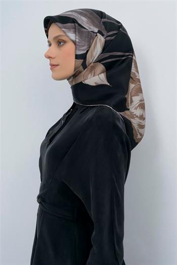 Armine İpek Eşarp 2026 Yaz - 9506-06 Siyah Vizon Twill