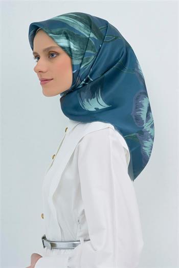Armine İpek Eşarp 2026 Yaz - 9506-52 Metalik Mavi Sura