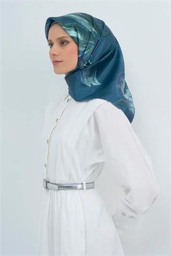 Armine İpek Eşarp 2026 Yaz - 9506-52 Metalik Mavi Sura