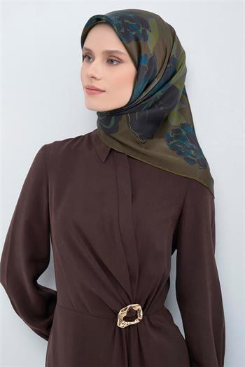 Armine İpek Eşarp 2026 Yaz - 9509-56 Haki Twill