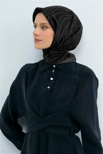 Armine İpek Eşarp 2026 Yaz - 9511-11 Siyah Füme Twill