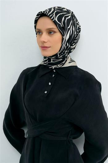 Armine İpek Eşarp 2026 Yaz - 9511-14 Siyah Sura