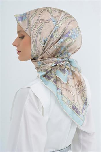 Armine İpek Eşarp 2026 Yaz - 9512-31 Soft Pembe Mavi Twill