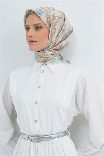 Armine İpek Eşarp 2026 Yaz - 9512-31 Soft Pembe Mavi Twill