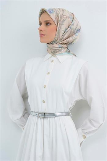 Armine İpek Eşarp 2026 Yaz - 9512-31 Soft Pembe Mavi Twill