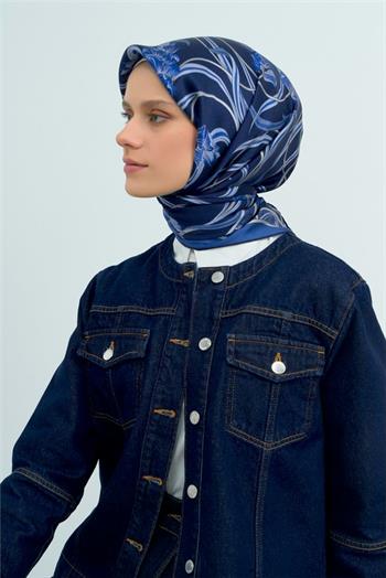 Armine İpek Eşarp 2026 Yaz - 9512-35 Lacivert Mavi Sura