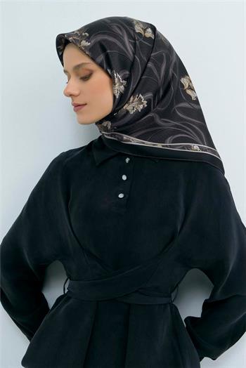 Armine İpek Eşarp 2026 Yaz - 9512-86 Siyah Twill