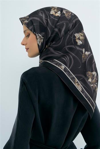 Armine İpek Eşarp 2026 Yaz - 9512-86 Siyah Twill