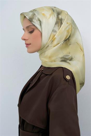 Armine İpek Eşarp 2026 Yaz - 9515-35 Soft Sarı Taş Twill