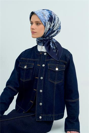 Armine İpek Eşarp 2026 Yaz - 9516-06 Lacivert Mavi Sura