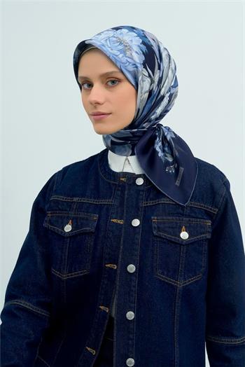 Armine İpek Eşarp 2026 Yaz - 9516-06 Lacivert Twill