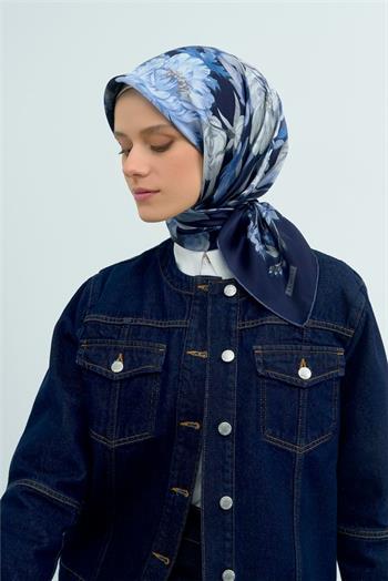 Armine İpek Eşarp 2026 Yaz - 9516-06 Lacivert Mavi Sura