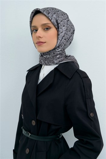 Armine İpek Eşarp 2026 Yaz - 9518-01 Füme Twill