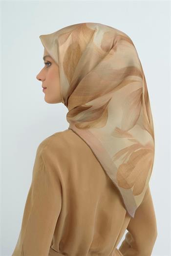 Armine İpek Eşarp 2026 Yaz - 9519-85 Sütlü Kahve Gri Twill