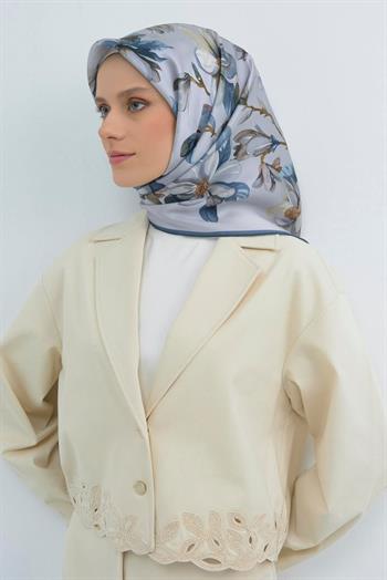 Armine İpek Eşarp 2026 Yaz - 9524-01 Buz Mavisi Twill