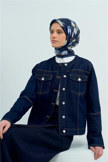 Armine İpek Eşarp 2026 Yaz - 9524-06 Koyu Lacivert Twill
