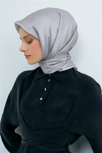 Armine İpek Eşarp 2026 Yaz - 9528-83 Ekru Gri Twill